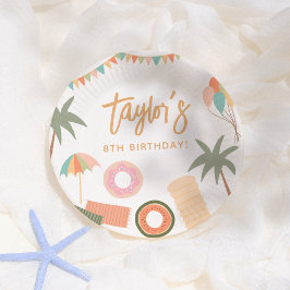 サマーおもしろいガールプールバースデーパーティー ペーパープレート