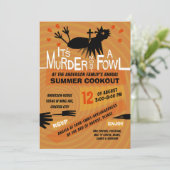 サマーおもしろいクックアウトチキンBBQレトロ60s モダン 招待状 (スタンド正面)