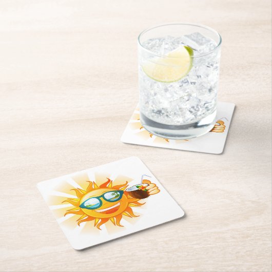 サマーおもしろいサン紙コースター スクエアペーパーコースター (インサイチュ)