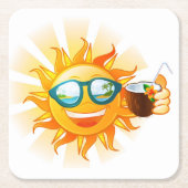 サマーおもしろいサン紙コースター スクエアペーパーコースター (正面)