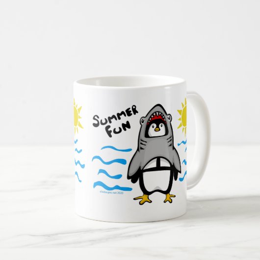 サマーおもしろいシャークペンギン コーヒーマグカップ (正面右)