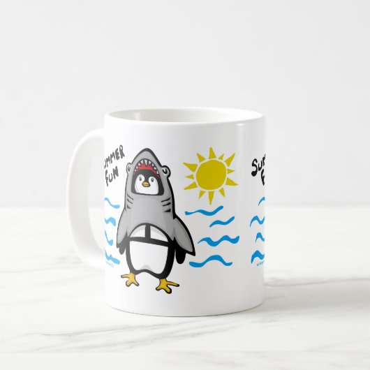 サマーおもしろいシャークペンギン コーヒーマグカップ (正面左)