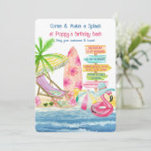 サマーおもしろいビーチアンドサーフガールズ誕生日 招待状 (スタンド正面)