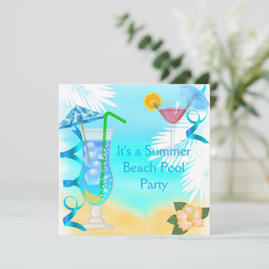 サマーおもしろいブルーカクテルビーチパーティー 招待状 (スタンド正面)