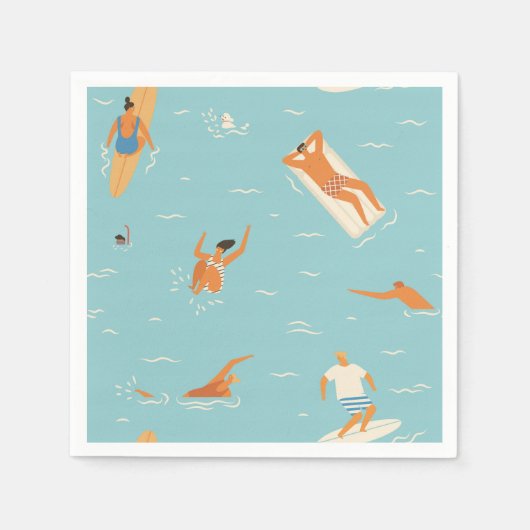サマーおもしろいプールパーティーナプキン スタンダードカクテルナプキン (正面)
