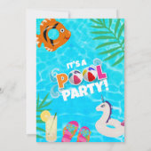 サマーおもしろいプールパーティー誕生日 招待状 (裏面)