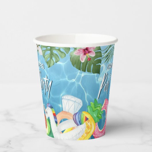 サマーおもしろいプールパーティー誕生日 紙コップ (左)