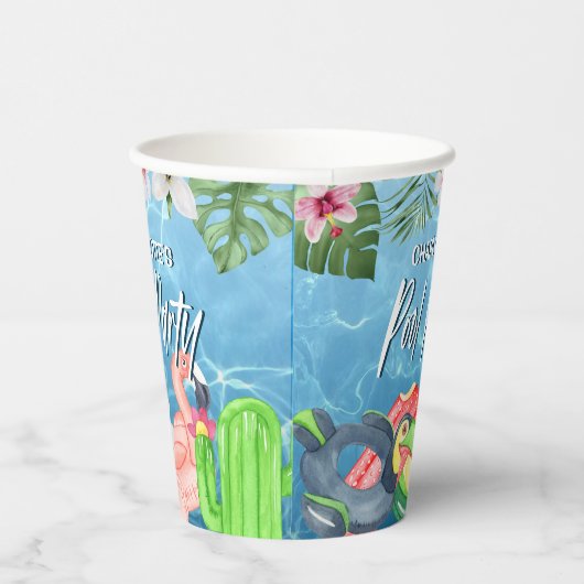 サマーおもしろいプールパーティー誕生日 紙コップ (右)