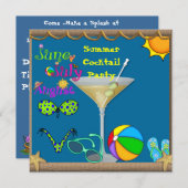サマーおもしろいマルティーニプールパーティー 招待状 (正面/裏面)