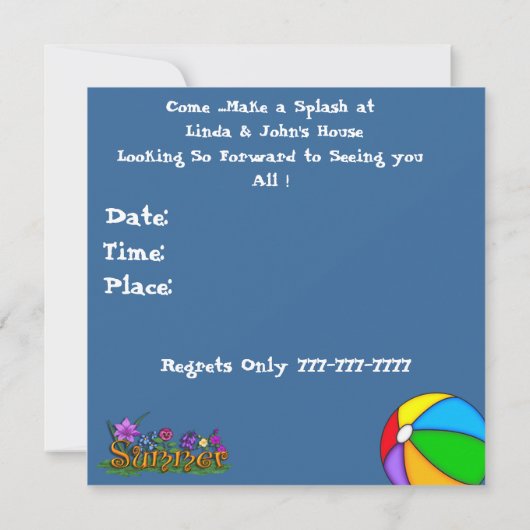 サマーおもしろいマルティーニプールパーティー 招待状 (裏面)