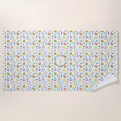 サマーおもしろいモノグラムビーチホリデードゥードルズデコール ビーチタオル (正面)