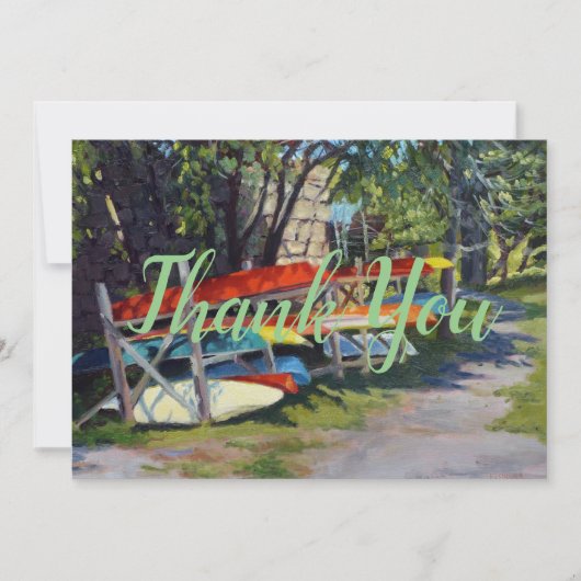 サマーおもしろいレッドイエローブルーカヤックスロックポートメイン サンキューカード (正面)