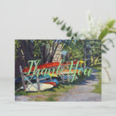 サマーおもしろいレッドイエローブルーカヤックスロックポートメイン サンキューカード (スタンド正面)