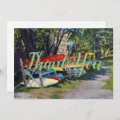 サマーおもしろいレッドイエローブルーカヤックスロックポートメイン サンキューカード (正面/裏面)