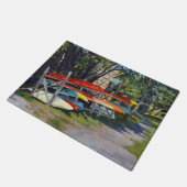 サマーおもしろいレッドイエローブルーカヤックスロックポートメイン ドアマット (アングル)