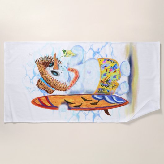 サマーおもしろい雪だるまサーファードリンクフレッシュカクテル ビーチタオル (正面)