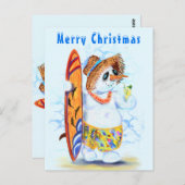 サマーおもしろい雪だるまサーファードリンクフレッシュカクテル ポストカード (正面/裏面)