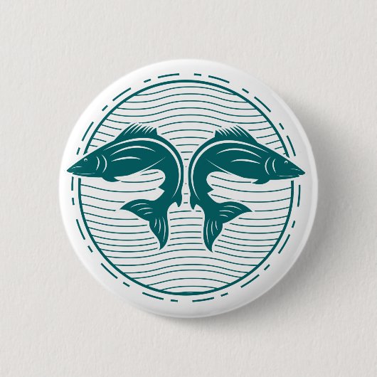 サマーおもしろい魚釣り 缶バッジ (正面)