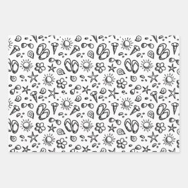 サマーおもしろいB&W ラッピングペーパーシート