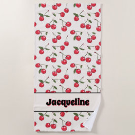 サマーお洒落レッドさくらんぼ ビーチタオル