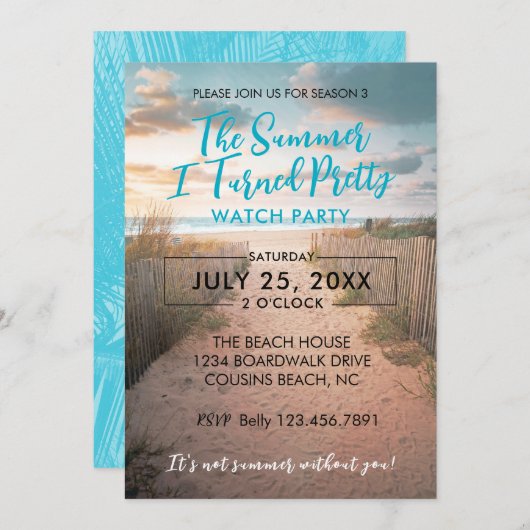 サマーかわいらしウォッチパーティの招待状 招待状 (正面/裏面)