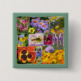 サマーかわいらしフローラコラージュカスタム文字 缶バッジ