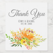 サマーかわいらしブーケ結婚の感謝のワインラベル ワインラベル (シングルラベル)