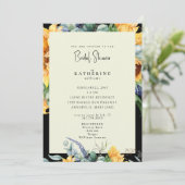 サマーはっきりしたスサンフラワーブラック&クリームブライダルシャワー 招待状 (スタンド正面)