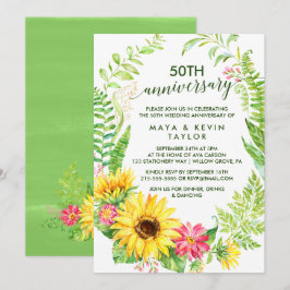 サマーひまわりリース 50周年結婚記念日 招待状