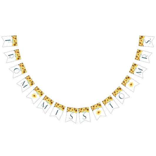 サマーひまわり ブライダルシャワーバナー バンティングフラッグ (全)