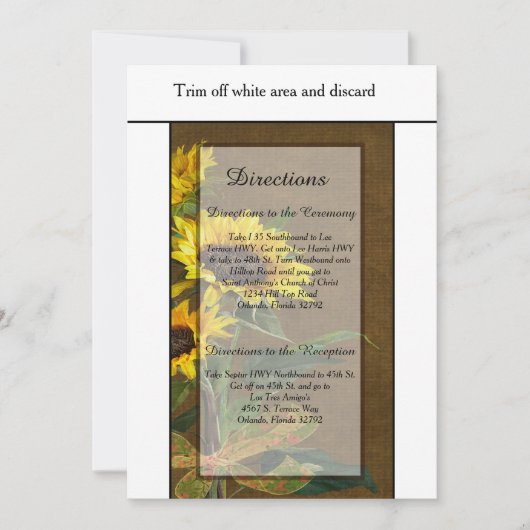 サマーひまわり リネン 3.5x6 方向カード 招待状 (正面)