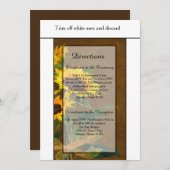 サマーひまわり リネン 3.5x6 方向カード 招待状 (正面/裏面)