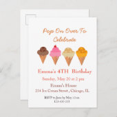 サマーアイスカラフルクリームバースデーパーティー インビテーションポストカード (正面/裏面)