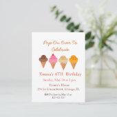 サマーアイスカラフルクリームバースデーパーティー インビテーションポストカード (スタンド正面)