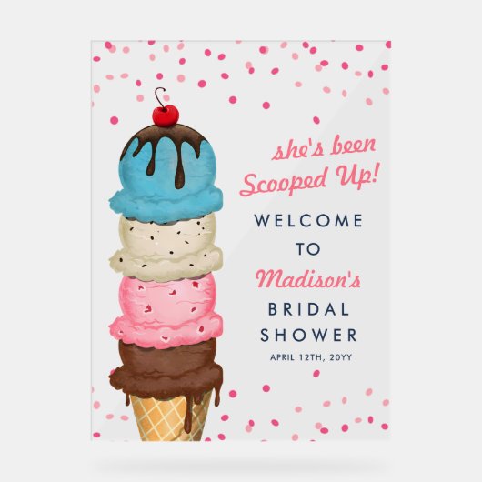 サマーアイスクリームウォーターモダンカラーブライダルシャワー アクリルサイン (正面)