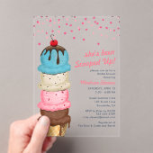 サマーアイスクリームウォーターモダンカラーブライダルシャワー アクリル招待状 (インサイチュ (ポータブル))