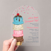 サマーアイスクリームウォーターモダンカラーブライダルシャワー アクリル招待状 (インサイチュ (ポータブル))