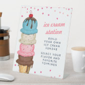 サマーアイスクリームウォーターモダンカラーブライダルシャワー 台座サイン (インサイチュ)