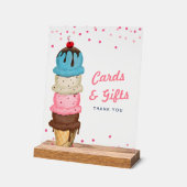 サマーアイスクリームカード&ギフトブライダルシャワー アクリルサイン (傾斜)