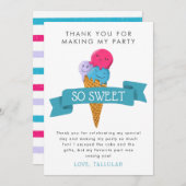 サマーアイスクリームキッズバースデーパーティー サンキューカード (正面/裏面)