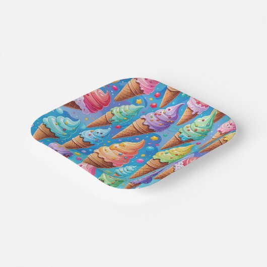 サマーアイスクリームコーンコレクション ペーパープレート (傾斜あり)