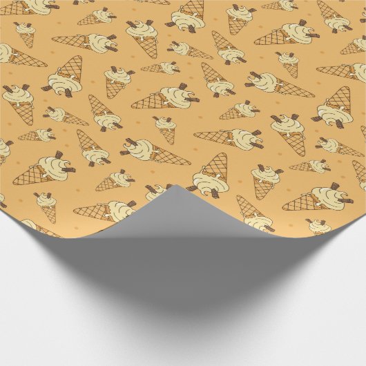サマーアイスクリームコーン子供の誕生日パーティー ラッピングペーパー (角)
