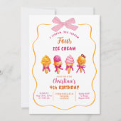 サマーアイスクリームスクリーム4アイスクリーム4th Birthday 招待状 (正面)