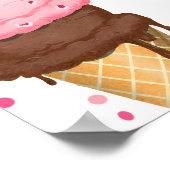 サマーアイスクリームステーションモダンブライダルシャワー ポスター (角)