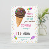 サマーアイスクリームスプリンクルズガールカラフル誕生日 招待状 (スタンド正面)