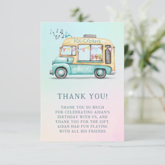 サマーアイスクリームトラック誕生日パーティーありがとう サンキューカード
