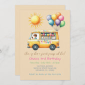 サマーアイスクリームトラック誕生日招待状 招待状 (正面/裏面)