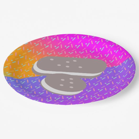 サマーアイスクリームネオン振りかけるパーティーパターン ペーパープレート (アングル)