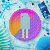 サマーアイスクリームネオン振りかけるパーティーパターン ペーパープレート (パーティー)