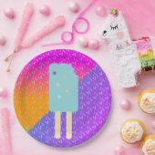 サマーアイスクリームネオン振りかけるパーティーパターン ペーパープレート (パーティー)